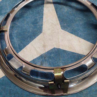 Mercedes W110, W111 Hubcap Chrome Beauty Ring 14 in. 12 Hole 1114010024 NOS