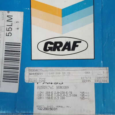 Mercedes W124, W201 M102 Graf Water Pump 1022005001 NOS