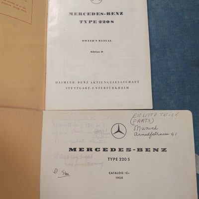 Mercedes W180 220S Owners Manual + Parts Book cat. C 1958