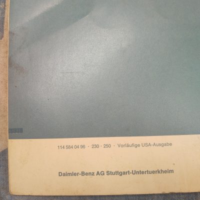 Mercedes W114 230, 250 Preliminary Edition Owners Manual 20 pages 1145840496