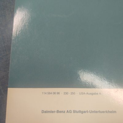 Mercedes W114, W115 230-250 Owners Manual 1145840696 Mint Cond.