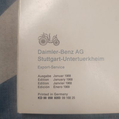 Mercedes Service Station Book+ Maps Jan. 1968 or 1973.Ex+ Cond