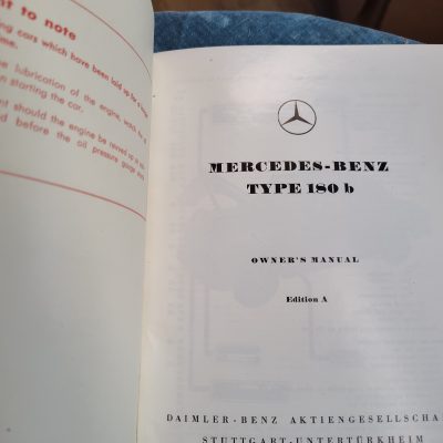 Mercedes W120, 180a,180b, 180c, 180D, 180Dc Owners Manual Nr. Mint Cond.