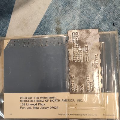 Mercedes W108 Service Plate, Booklet + Pouch Near Mint Cond.
