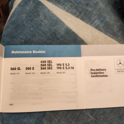 Mercedes 560SL, W124 300E, W126, W201 Maintenance Booklet 1245842495 Unused Mint Cond.