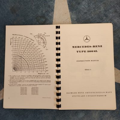 Mercedes W198 300SL Gullwing Owners Manual + Supplement Reprint