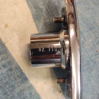 Mercedes W108, W109 Trunk Lock Chrome Escutcheon 1087500484 Ex. Used